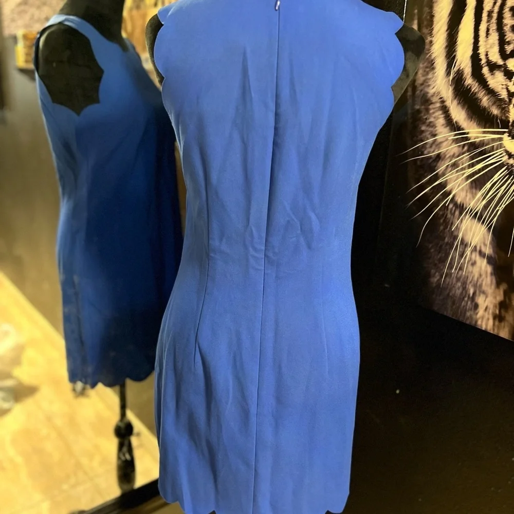 💙💙 LIKE NEW- J.Crew Blue Scalloped Edge shift Dress SZ 2💙💙 - Picture 7 of 9